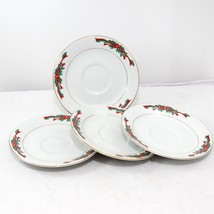 Poinsettia and Ribbons Saucers Christmas  Lot of 4 Xmas - $7.83