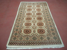 4&#39; X 7&#39; Vintage Handmade Pakistani Turkoman Bokhara Balouch Woven Wool Rug Ivory - £317.43 GBP