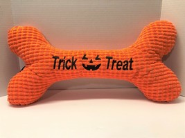 Pet Lou Petlou 22&quot; COLOSSAL Halloween Trick or Treat Squeeky Plush Dog Bone Toy - £19.78 GBP