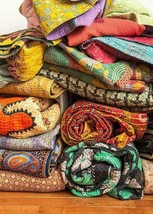 Vintage Kantha Quilt Reversible Throw Gudri Wholesale Handmade Indian Lot 10 pc. - £131.31 GBP