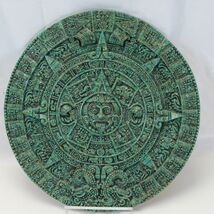 Vintage 60's Mayan Aztec Sun Calendar Malachite Composite Wall Art Hangi... - $97.02