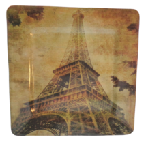 Eiffel Tower Paris France Scene Square Decorative Plate 8-3/4&quot; Home Decor - £3.09 GBP
