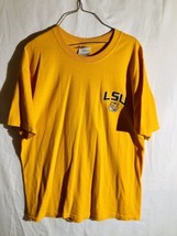 LSU Tigers T-Shirt Adult Large (42-44) Yellow/purple Hanes Heavyweight - $7.70