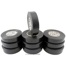 10 Rolls Black Vinyl PVC Electrical Tape 3/4&quot; x 66&#39; Adhesive - Free Ship... - £19.07 GBP