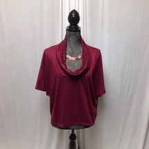 Mossimo Top Womens Size Large Burgundy Gold Pinstripes Cowl Neck Stretch Blouse - $16.65