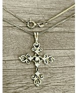 Sterling Silver 925 FAS Stone Cross Pendant 16 OZT or 4.9g  Necklace 18&quot; - $34.39