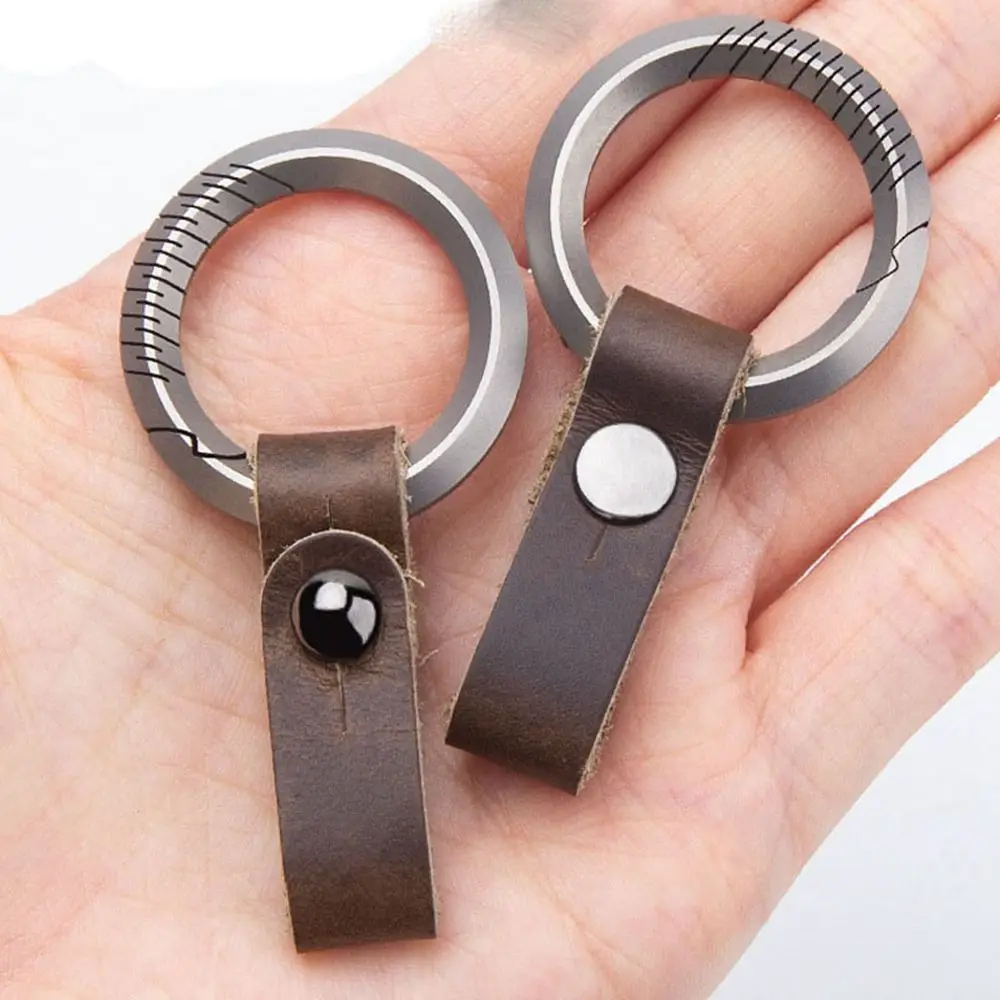 Titanium TC4/Cowhide Key Rings Keychain Buckle Pendant Super Lightweight Man Car - £7.16 GBP+