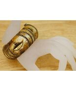 Vintage Berber Tribal Ethnic Jewelry Hinged Bangle Bracelet Brass &amp; Came... - $34.64