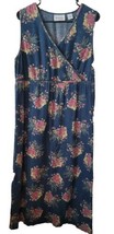 Vintage Large 90s Denim Jean Floral Maxi DRESS Westbound Blue - £25.13 GBP
