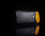 Yellow and Black  Leather &amp; Wood Cigar Carrying Case NIB - $95.00