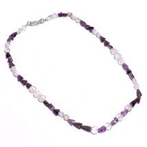 Natural Amethyst Crystal Gemstone Mix Shape Smooth Beads Necklace 17&quot; UB-6430 - £7.79 GBP