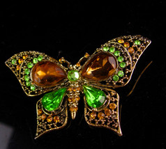 Vintage Large Butterfly Brooch - Mother of the bride  gift - green and t... - £58.80 GBP