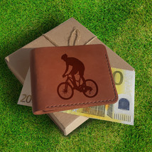 Cycling Gifts for Bikers Personalized Customized Leather Handmade Mens Wallet - £35.66 GBP