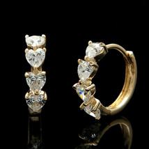 Exclusive 1Ct Heart Shape Diamond Huggie Hoop Earrings 14K Yellow Gold Over - £66.08 GBP