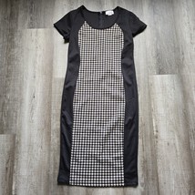Allison Brittney Dress Womans Size Medium Shift Houndstooth Black White ... - $34.94