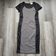 Allison Brittney Dress Womans Size Medium Shift Houndstooth Black White ... - £27.31 GBP