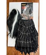 Halloween Silver Spider Poncho w Black &amp; White Wig One Size 4 to 14 by S... - $20.87 CAD