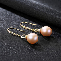 Pearl Earrings Natural Pearl Sterling Silver Earrings Micro-Inlaid 3A Zircon Fre - £28.95 GBP