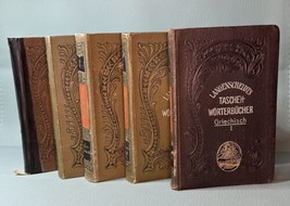 Rare 5pcs Vocabularies Book Collection Antique 1910 Greek Italian And German - £98.92 GBP