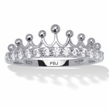 PalmBeach Jewelry 0.46 TCW Sterling Silver Round Cubic Zirconia Crown Ring - £23.58 GBP