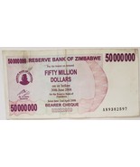 Bank of Zimbabwe Fifty Mllion Dollars banknote 2008 - £2.32 GBP