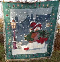 Mohawk Home Tapestry Blanket Snowman Christmas Holiday 50" x 55" - $18.99
