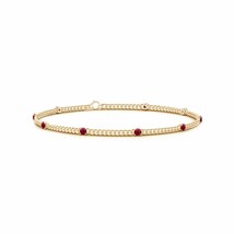 ANGARA Prong-Set Ruby Station Bracelet for Women, Girl in 14K Solid Gold - £1,149.44 GBP