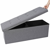 43&quot; Folding Ottoman Bench Storage Space Chest Foot Rest Stool With Lid Home Deco - £55.29 GBP