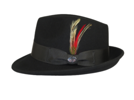 Men Bently Headwear Hat Australian Wool Pinch Front Fedora Hudson HU420 Black - $49.99