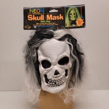Vintage Fun World Skull Mask With Hair &quot;Neon Glows In Black Light&quot; With Tag! - £63.92 GBP