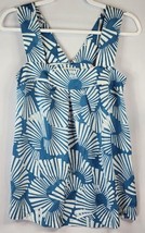 Banana Republic Blouse Womens 2 Blue White Geometric Print Sleeveless Top - £17.25 GBP