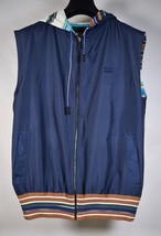 Missoni Sport Mens Reversible Hooded Vest Zig Zag Jacket S Blue - $170.28