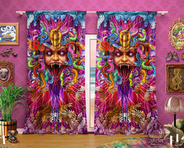 Psychedelic Medusa Curtains, Rave Party House Decor, Window Drapes, Shee... - £131.09 GBP