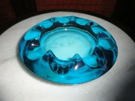 Adolph Matura Retro Sklo Onion , Czech ashtray light blue vintage glass 7" image 8