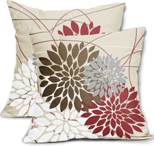 18X18 Dahlia Flower White Gray Elegant Colored Throw Pillows Farmhouse Outdoor - $35.95