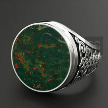 Natural Bloodstone Ring, 925 Sterling Silver, Men Ring, Birthstone Ring, Jewelry - £67.92 GBP