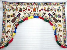 Ethnic Vintage Door Valance Toran Hand Embroidered Door Topper Hanging 82&quot; L - £117.91 GBP