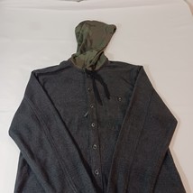 Billabong Baja Flannel Shirt Men's Gray Cotton Hooded Camo Button Up Shirt Sz M image 12