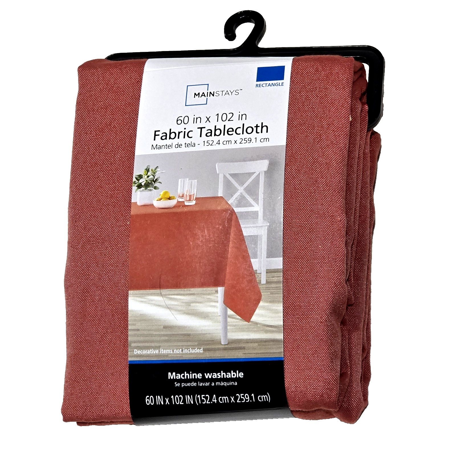 Mainstays 60x102in Fabric Tablecloth Machine Wash Dusty Cedar Red - $23.99