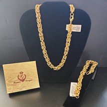 Premier Designs Gold Tone Chunky 18&quot; Necklace and Bracelet Set NWT In Box PD2 - £47.95 GBP