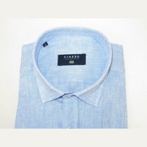 Men's Ciazzo Turkey 100% Linen Breathable Shirt Short Sleeves #Linen 32 Med Blue image 6