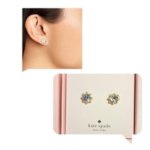 KATE SPADE FLYING COLORS CLEAR CRYSTAL GOLD BEZEL STUD EARRINGS new IN BOX - £43.93 GBP