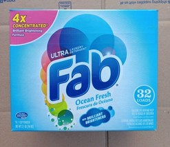 Fab Ultra Powder Laundry Detergent  Ocean Fresh 32 Loads Brilliant Brighteners - £30.95 GBP