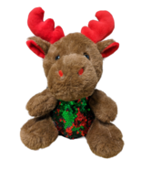 Sitting Christmas Moose In Red &amp; Green Sequins, Red Antlers 12&quot; Tall - £11.68 GBP