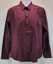 D) Express Men 1MX Extra Slim Burgundy Button Up Dress Shirt Large - $9.89