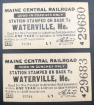 Lot of two (2) Vintage Maine Central Railroad MEC Waterville Coaches Ticket - £7.55 GBP