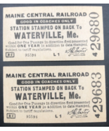 Lot of two (2) Vintage Maine Central Railroad MEC Waterville Coaches Ticket - £7.49 GBP