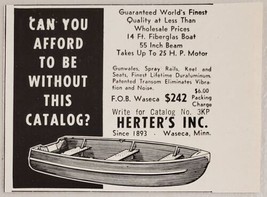 1960 Print Ad Herter&#39;s 14-Ft Fiberglass Boats Up To 25-HP Motors Waseca,MN - £6.13 GBP