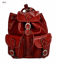 Backpack leather red backpack genuine leather travel bag weekender sports bag  - £172.69 GBP