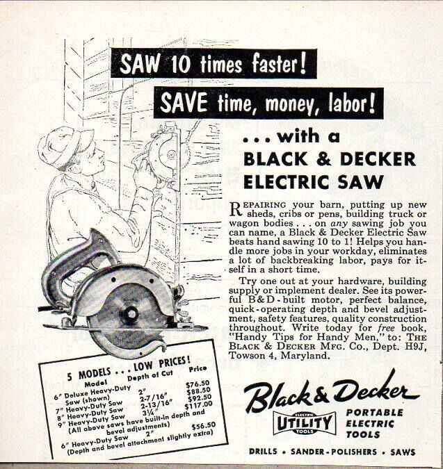 1953 Print Ad Black & Decker Electric Saws Made in Towson,MD - $10.94